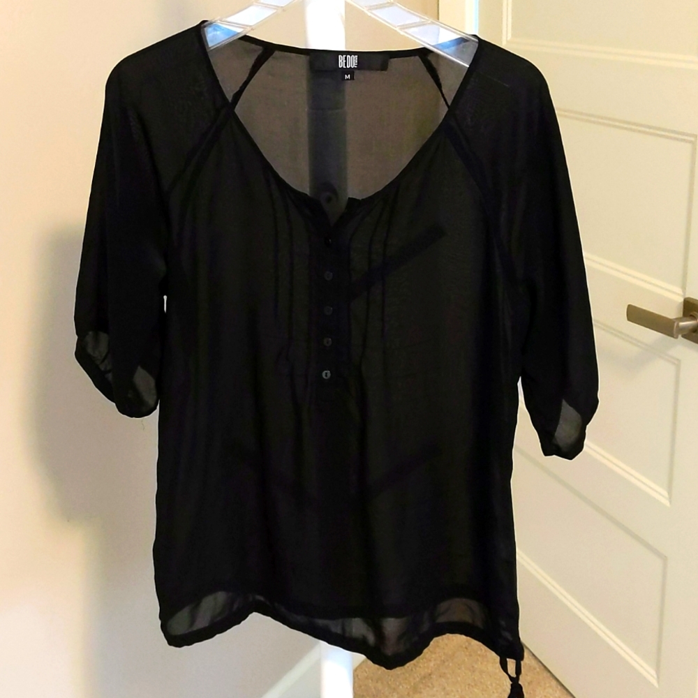Bedo, medium, black sheer blouse
